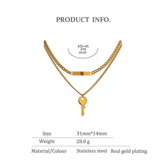⭐️Gold plated key pendant necklace - Picture 3 of 7
